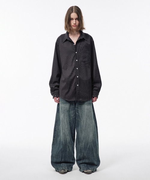 Camphor wood(カンファーウッド)の「EYELET REGULAR COLLAR STRIPE L/S SHIRT / アイレットレギュラーストライプシャツ(シャツ/ブラウス・メンズ・チャコール/ダークネイビー・SMALL/MEDIUM/LARGE)」の21枚目の写真