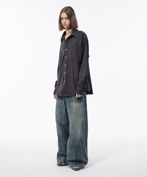 Camphor wood(カンファーウッド)の「EYELET REGULAR COLLAR STRIPE L/S SHIRT / アイレットレギュラーストライプシャツ(シャツ/ブラウス・メンズ・チャコール/ダークネイビー・SMALL/MEDIUM/LARGE)」の22枚目の写真