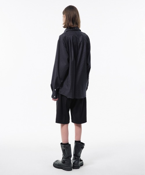 Camphor wood(カンファーウッド)の「EYELET REGULAR COLLAR STRIPE L/S SHIRT / アイレットレギュラーストライプシャツ(シャツ/ブラウス・メンズ・チャコール/ダークネイビー・SMALL/MEDIUM/LARGE)」の7枚目の写真