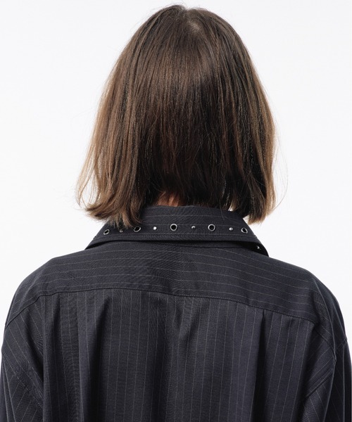 Camphor wood(カンファーウッド)の「EYELET REGULAR COLLAR STRIPE L/S SHIRT / アイレットレギュラーストライプシャツ(シャツ/ブラウス・メンズ・チャコール/ダークネイビー・SMALL/MEDIUM/LARGE)」の17枚目の写真