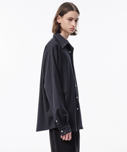 Camphor wood(カンファーウッド)の「EYELET REGULAR COLLAR STRIPE L/S SHIRT / アイレットレギュラーストライプシャツ(シャツ/ブラウス・メンズ・チャコール/ダークネイビー・SMALL/MEDIUM/LARGE)」の19枚目の写真