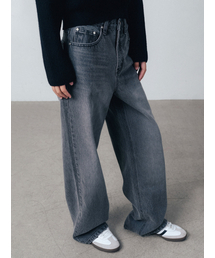 Classic Long Wide Denim Washed Black