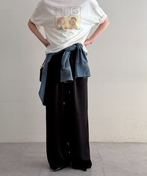 LOUNGEDRESS（ラウンジドレス）の「サテンワイドイージーパンツ（その他パンツ・レディース・ブラック/アイボリー・MEDIUM/SMALL）」の18枚目の写真