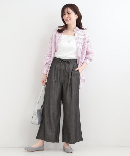 SHOO・LA・RUE(シューラルー)の「【選べる色・柄/S-LL】通年使える レギュラーカラーシャツ(シャツ/ブラウス・レディース・ブルー系7/ホワイト/ピンク系3/グリーン系・03/02/01/04)」の7枚目の写真