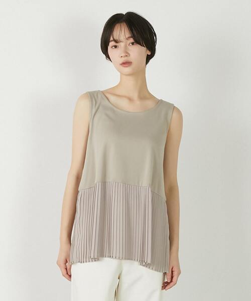 MELROSE claire(メルローズ クレール)の「【コットンフライス+プリーツタンクトップ】(タンクトップ・レディース・グレー/ブラック/ベージュ/オフホワイト・FREE)」の4枚目の写真
