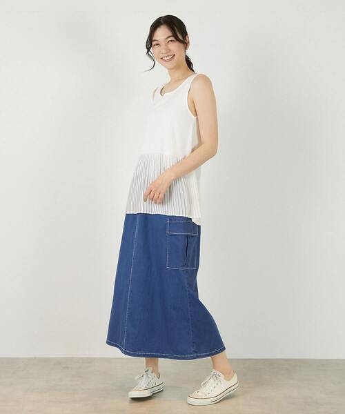 MELROSE claire(メルローズ クレール)の「【コットンフライス+プリーツタンクトップ】(タンクトップ・レディース・グレー/ブラック/ベージュ/オフホワイト・FREE)」の7枚目の写真