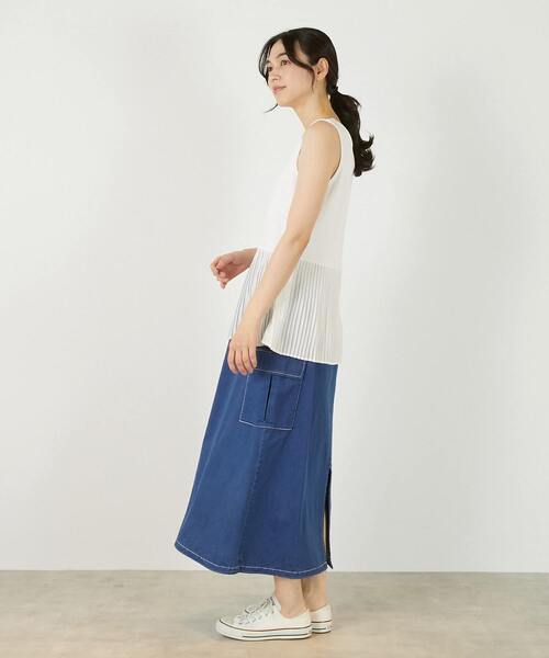 MELROSE claire(メルローズ クレール)の「【コットンフライス+プリーツタンクトップ】(タンクトップ・レディース・グレー/ブラック/ベージュ/オフホワイト・FREE)」の8枚目の写真