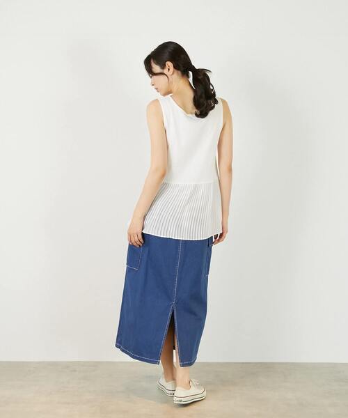 MELROSE claire(メルローズ クレール)の「【コットンフライス+プリーツタンクトップ】(タンクトップ・レディース・グレー/ブラック/ベージュ/オフホワイト・FREE)」の9枚目の写真