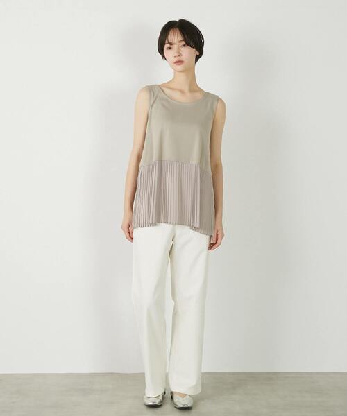 MELROSE claire(メルローズ クレール)の「【コットンフライス+プリーツタンクトップ】(タンクトップ・レディース・グレー/ブラック/ベージュ/オフホワイト・FREE)」の13枚目の写真