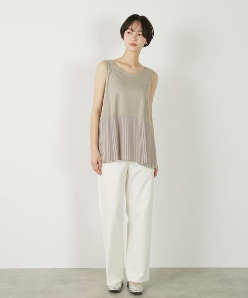 MELROSE claire(メルローズ クレール)の「【コットンフライス+プリーツタンクトップ】(タンクトップ・レディース・グレー/ブラック/ベージュ/オフホワイト・FREE)」の14枚目の写真