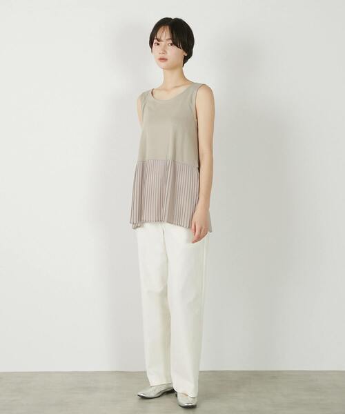 MELROSE claire(メルローズ クレール)の「【コットンフライス+プリーツタンクトップ】(タンクトップ・レディース・グレー/ブラック/ベージュ/オフホワイト・FREE)」の15枚目の写真