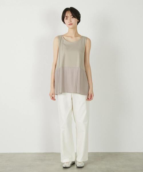 MELROSE claire(メルローズ クレール)の「【コットンフライス+プリーツタンクトップ】(タンクトップ・レディース・グレー/ブラック/ベージュ/オフホワイト・FREE)」の21枚目の写真