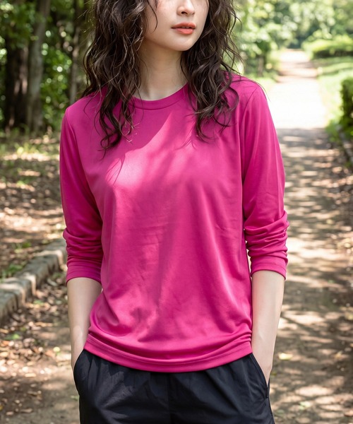 Printstar（プリントスター）の「【Printstar】3.5オンス インターロックドライ長袖Ｔシャツ 00352 紫外線対策 UVカット UPF50 吸水速乾 ロンT ジム スポーツ フィットネス ランニング アウトドア（Tシャツ/カットソー・レディース・ダークグレー/ブラック/イエロー/インディゴブルー/ロイヤルブルー/ネイビー/ライトブラック/ピンク/レッド/ホワイト・LL/M/S/L）」の9枚目の写真