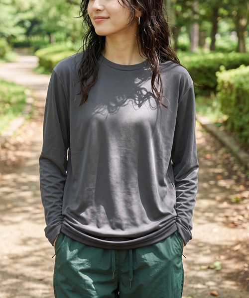 Printstar（プリントスター）の「【Printstar】3.5オンス インターロックドライ長袖Ｔシャツ 00352 紫外線対策 UVカット UPF50 吸水速乾 ロンT ジム スポーツ フィットネス ランニング アウトドア（Tシャツ/カットソー・レディース・ダークグレー/ブラック/イエロー/インディゴブルー/ロイヤルブルー/ネイビー/ライトブラック/ピンク/レッド/ホワイト・LL/M/S/L）」の4枚目の写真
