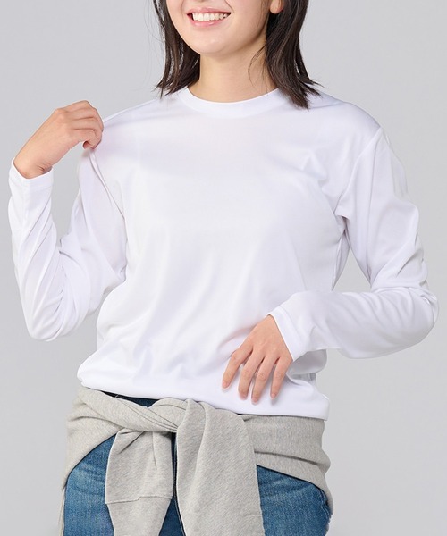 Printstar（プリントスター）の「【Printstar】3.5オンス インターロックドライ長袖Ｔシャツ 00352 紫外線対策 UVカット UPF50 吸水速乾 ロンT ジム スポーツ フィットネス ランニング アウトドア（Tシャツ/カットソー・レディース・ダークグレー/ブラック/イエロー/インディゴブルー/ロイヤルブルー/ネイビー/ライトブラック/ピンク/レッド/ホワイト・LL/M/S/L）」の22枚目の写真