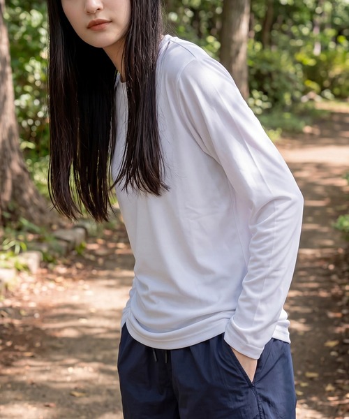 Printstar（プリントスター）の「【Printstar】3.5オンス インターロックドライ長袖Ｔシャツ 00352 紫外線対策 UVカット UPF50 吸水速乾 ロンT ジム スポーツ フィットネス ランニング アウトドア（Tシャツ/カットソー・レディース・ダークグレー/ブラック/イエロー/インディゴブルー/ロイヤルブルー/ネイビー/ライトブラック/ピンク/レッド/ホワイト・LL/M/S/L）」の21枚目の写真