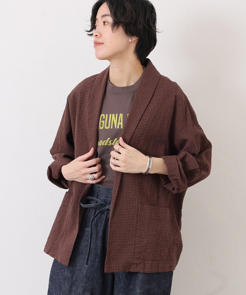 JOURNAL STANDARD LUXE（ジャーナルスタンダード　ラックス）の「LCワッシャー ショールカラージャケット（その他アウター・レディース・ネイビー/ブラウン・FREE）」の5枚目の写真