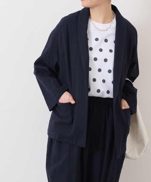 JOURNAL STANDARD LUXE（ジャーナルスタンダード　ラックス）の「LCワッシャー ショールカラージャケット（その他アウター・レディース・ネイビー/ブラウン・FREE）」の7枚目の写真