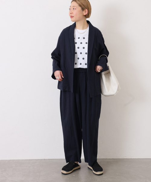 JOURNAL STANDARD LUXE（ジャーナルスタンダード　ラックス）の「LCワッシャー ショールカラージャケット（その他アウター・レディース・ネイビー/ブラウン・FREE）」の8枚目の写真