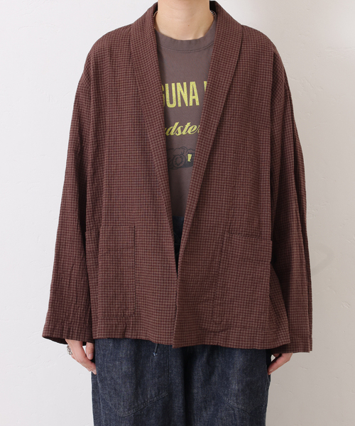 JOURNAL STANDARD LUXE（ジャーナルスタンダード　ラックス）の「LCワッシャー ショールカラージャケット（その他アウター・レディース・ネイビー/ブラウン・FREE）」の11枚目の写真