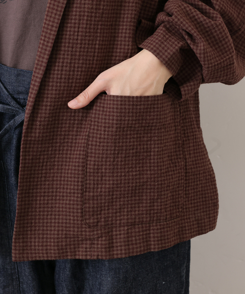 JOURNAL STANDARD LUXE（ジャーナルスタンダード　ラックス）の「LCワッシャー ショールカラージャケット（その他アウター・レディース・ネイビー/ブラウン・FREE）」の17枚目の写真