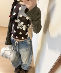 HALEY PESCA/レトロプリントドット柄Tシャツ