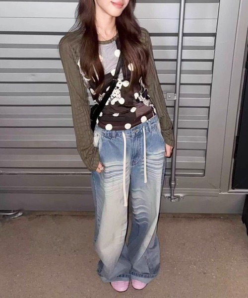 HALEY PESCA(ヘーリーペスカ)の「HALEY PESCA/レトロプリントドット柄Tシャツ(Tシャツ/カットソー・レディース・カーキ・SMALL/MEDIUM/LARGE)」の6枚目の写真