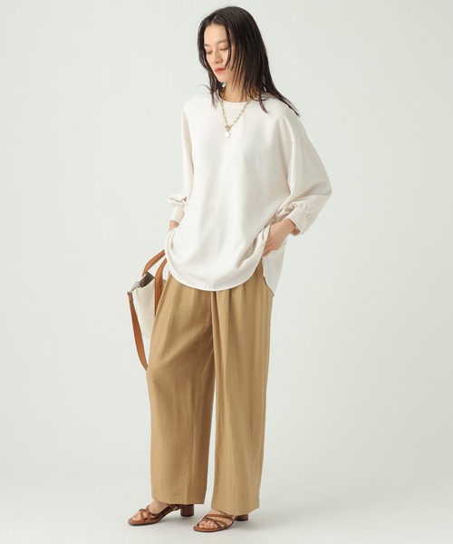 Elura（エルーラ）の「【UVカット・防シワ機能付き】サラサラリラクシー7分ブラウス/656784（シャツ/ブラウス・レディース・ブラック/ダークブラウン/オフホワイト/モカ・FREE）」の7枚目の写真