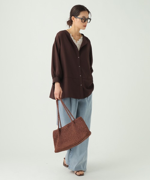 Elura（エルーラ）の「【UVカット・防シワ機能付き】サラサラリラクシー7分ブラウス/656784（シャツ/ブラウス・レディース・ブラック/ダークブラウン/オフホワイト/モカ・FREE）」の18枚目の写真