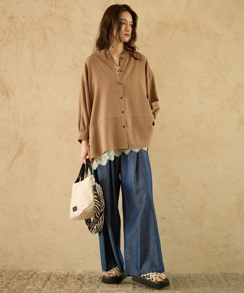 Elura(エルーラ)の「【UVカット・防シワ機能付き】サラサラリラクシー7分ブラウス/656784(シャツ/ブラウス・レディース・ブラック/ダークブラウン/オフホワイト/モカ/ブラウン系その他2・FREE)」の7枚目の写真