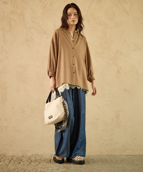 Elura(エルーラ)の「【UVカット・防シワ機能付き】サラサラリラクシー7分ブラウス/656784(シャツ/ブラウス・レディース・ブラック/ダークブラウン/オフホワイト/モカ/ブラウン系その他2・FREE)」の8枚目の写真