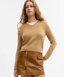 COACH | ディストゥレス ロング スリーブ Vネック セーター(ニット/セーター)