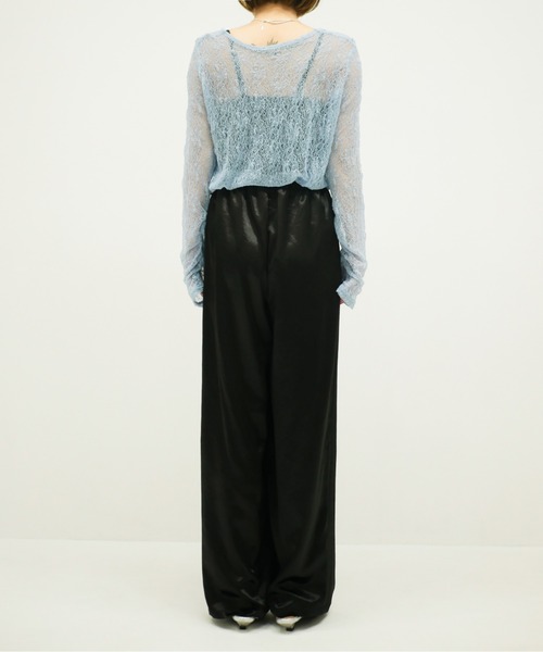 My shawty(マイシャウティー)の「satin easy wide pants(スラックス・レディース・ブラック/アイボリー・FREE)」の4枚目の写真