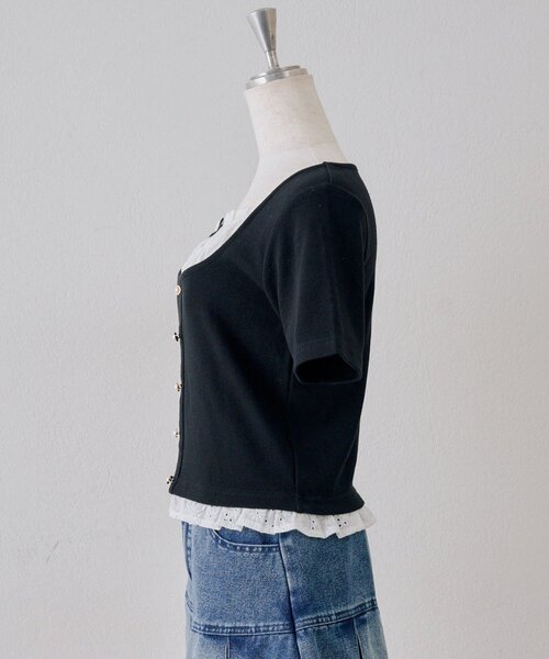 continuer de NICE CLAUP(コンティニューデナイスクラップ)の「さりげない甘さを仕込む、レースドッキングテレコT(Tシャツ/カットソー・レディース・ブラック/ピンク/トップグレー/その他12・FREE)」の22枚目の写真