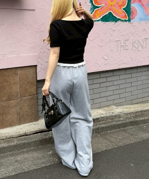 continuer de NICE CLAUP(コンティニューデナイスクラップ)の「さりげない甘さを仕込む、レースドッキングテレコT(Tシャツ/カットソー・レディース・ブラック/ピンク/トップグレー/その他12・FREE)」の11枚目の写真