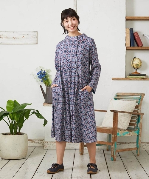 Jocomomola(ホコモモラ)の「En un sueno 幾何学プリントワンピース(ワンピース・レディース・ミント/ライトグレー・40)」の10枚目の写真