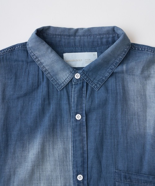 ADAM PATEK(アダムパテック)の「【ADAMPATEK/アダムパテック】aging sheer denim shirt/エイジングシアーデニムシャツ(シャツ/ブラウス・メンズ・ブラック/ブルー・1/2)」の5枚目の写真