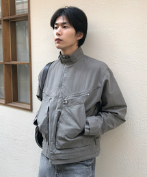 ECORR（エコル）の「コットンバイカー レイヤードジャケット_チャコール（デニムジャケット）」