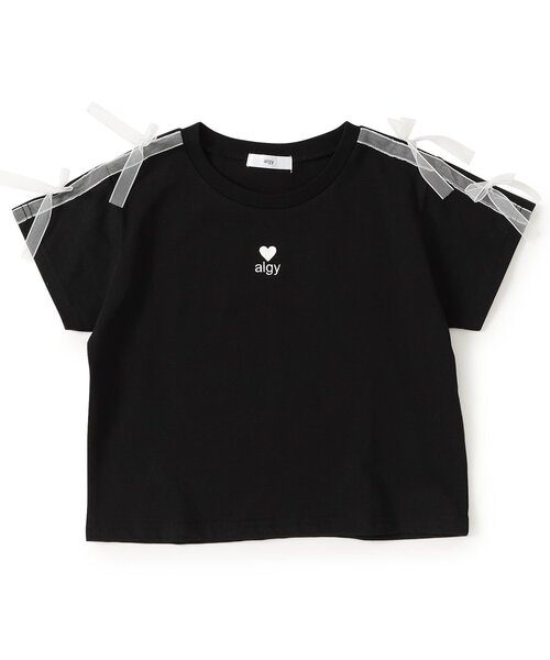 algy（アルジー）の「シアーラインりぼんTシャツ（Tシャツ/カットソー・キッズ・グレー/オフホワイト/ブラック・150/140/130/160）」の10枚目の写真