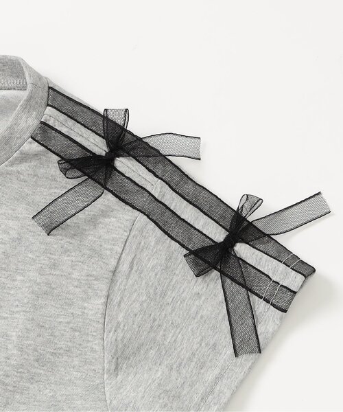 algy（アルジー）の「シアーラインりぼんTシャツ（Tシャツ/カットソー・キッズ・グレー/オフホワイト/ブラック・150/140/130/160）」の9枚目の写真