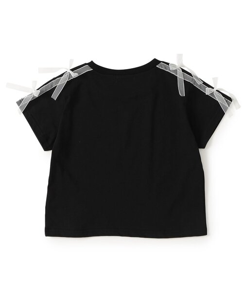 algy（アルジー）の「シアーラインりぼんTシャツ（Tシャツ/カットソー・キッズ・グレー/オフホワイト/ブラック・150/140/130/160）」の4枚目の写真