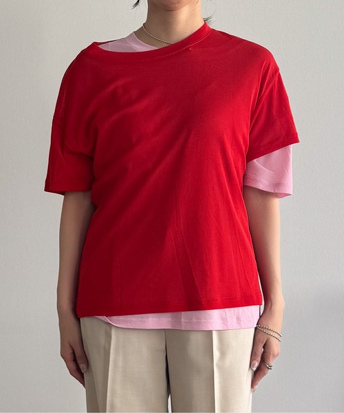Pqran(クラン)の「レイヤードニットチュールTシャツ(Tシャツ/カットソー・レディース・イエロー/ネイビー/レッド/グリーン/ブラック・FREE)」の5枚目の写真