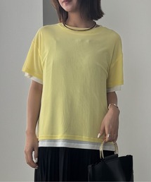 レイヤードニットチュールTシャツ
