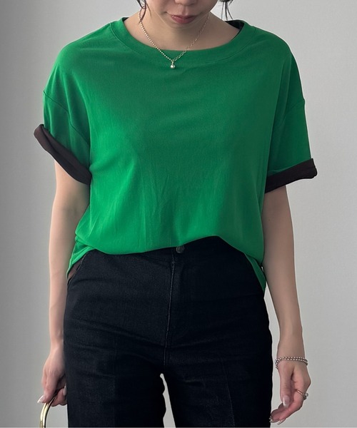 Pqran(クラン)の「レイヤードニットチュールTシャツ(Tシャツ/カットソー・レディース・イエロー/ネイビー/レッド/グリーン/ブラック・FREE)」の2枚目の写真
