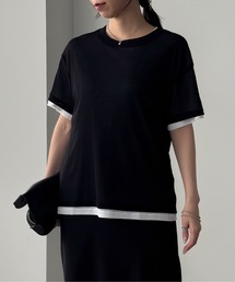 レイヤードニットチュールTシャツ