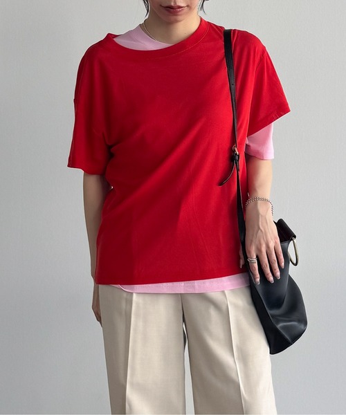 Pqran(クラン)の「レイヤードニットチュールTシャツ(Tシャツ/カットソー・レディース・イエロー/ネイビー/レッド/グリーン/ブラック・FREE)」の19枚目の写真