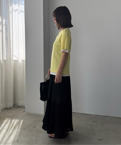 Pqran(クラン)の「レイヤードニットチュールTシャツ(Tシャツ/カットソー・レディース・イエロー/ネイビー/レッド/グリーン/ブラック・FREE)」の11枚目の写真