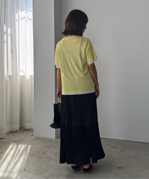 Pqran(クラン)の「レイヤードニットチュールTシャツ(Tシャツ/カットソー・レディース・イエロー/ネイビー/レッド/グリーン/ブラック・FREE)」の10枚目の写真