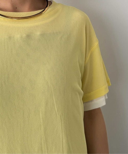 Pqran(クラン)の「レイヤードニットチュールTシャツ(Tシャツ/カットソー・レディース・イエロー/ネイビー/レッド/グリーン/ブラック・FREE)」の8枚目の写真