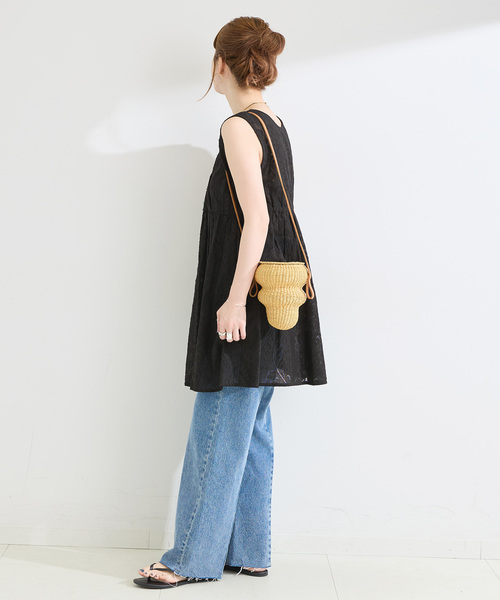B.C STOCK(ベーセーストック)の「手洗い可 / カットジャガードノースリーブブラウス(シャツ/ブラウス・レディース・ホワイト/ブラック・FREE)」の10枚目の写真